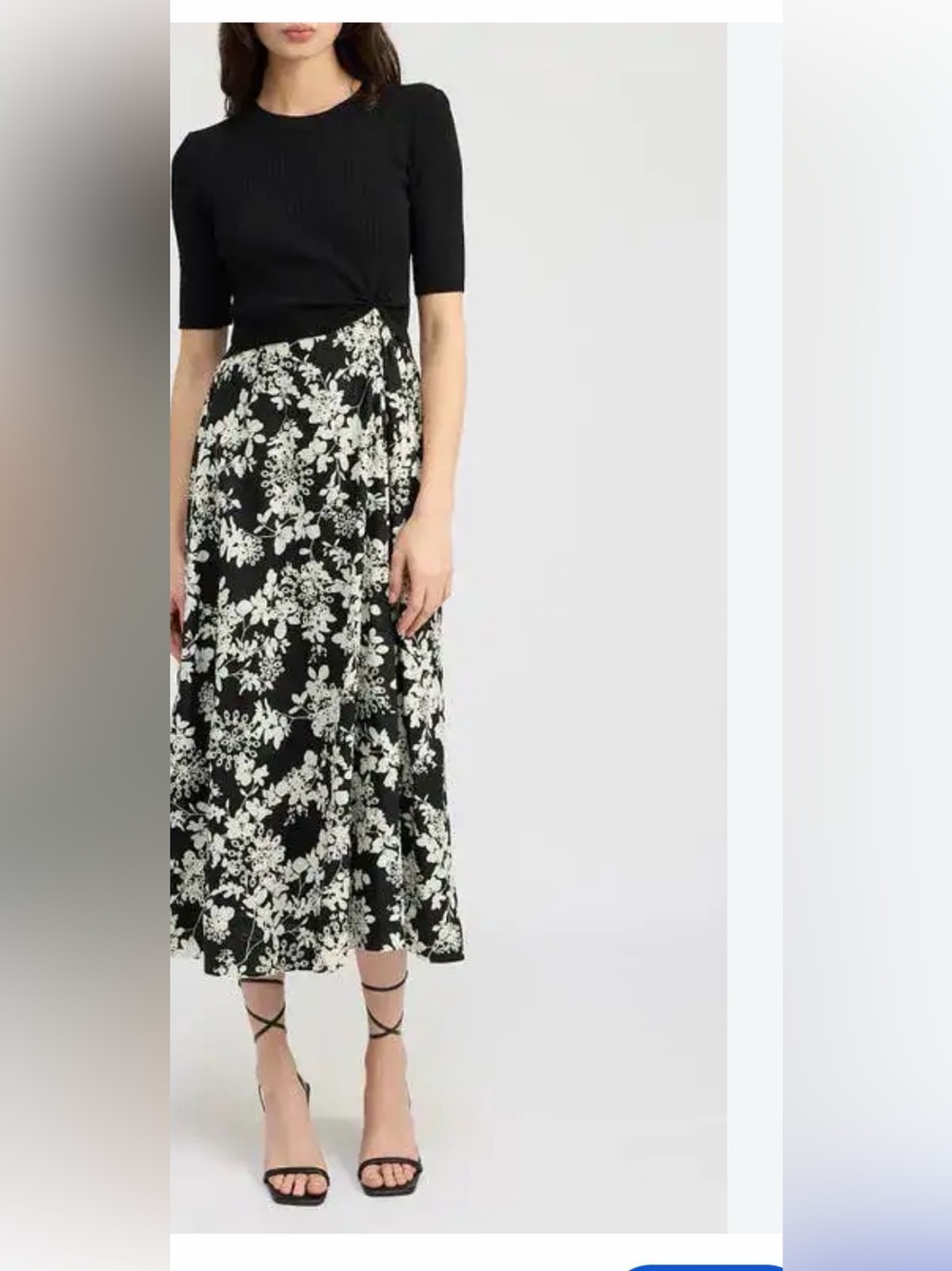 En Saison Josephine Black & White Floral Midi Dress